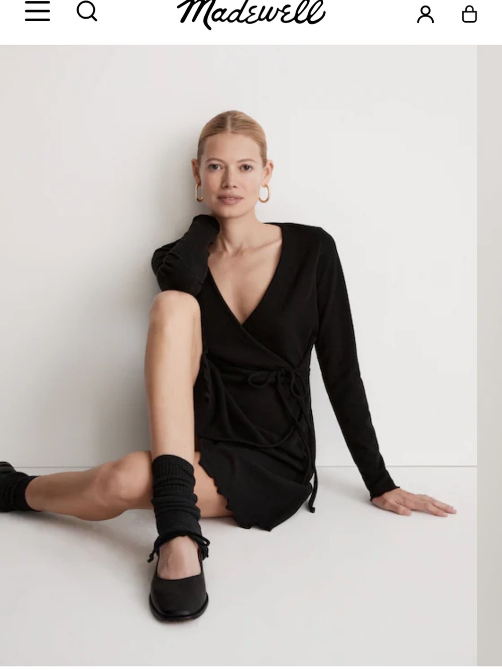 Madewell Black Wrap Mini Dress with Tie-Waist